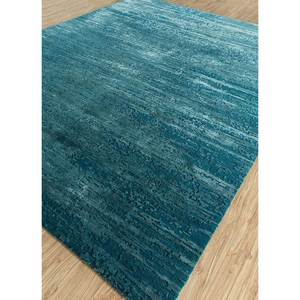 Tapis Uvenuti bleu noué à la main en laine et soie de bambou, 10 mm, couleur unie, patchwork rectangulaire pour la maison, le couloir, le sol - Modèle (1527 (Cs-02)) - Product Image 2