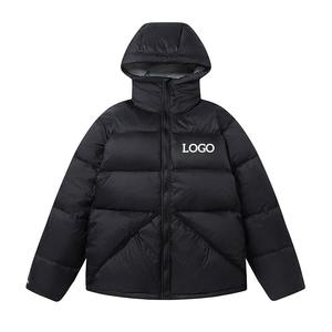 New Classic Windproof Casual Solid Color Embroidered Zipper Hooded Short <b>White</b> Duck Down <b>Jacket</b> for <b>Men</b> and Women - Product Image 2