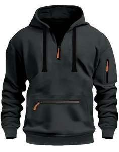 เสื้อฮู้ดสำหรับผู้ชายทำจากวัสดุที่มีสีต่างกัน - Product Image 2