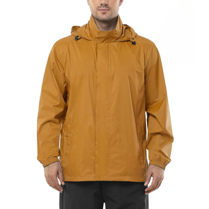Chaqueta cortavientos impermeable para hombre con capucha Chubasquero ligero para exteriores con detalles amarillos - Product Image 6