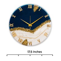 Jam Dinding Resin Epoksi Kuarsa Premium Buatan Tangan Bingkai Kayu Modern Mewah Tampilan Jarum Bertenaga Baterai Interior Ruang Tamu