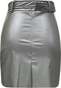 Jupe courte en cuir tendance brillante 2026, couleur bonbon, vêtements pour femmes, mini-jupe - Product Image 2
