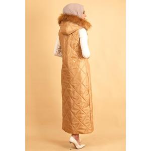 Gilet long matelassé à capuche avec fermeture éclair, sans manches, décontracté et élégant - Product Image 5