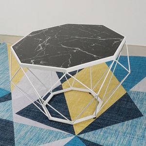 SFBT004 Diamond Contemporary Style Sofa <b>Table</b> with <b>White</b> Metal Frame and Artificial Stone Glass Top Durable Product - Product Image 4