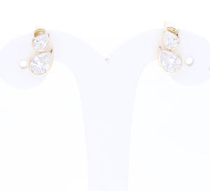 14K ทอง F VVS แล็บปลูก CVD ต่างหูเพชรโรเดียมแบบคลาสสิกตัดลูกแพร์สองชั้นเครื่องประดับที่สง่างาม - Product Image 2