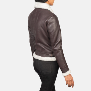 Chaqueta Bomber de Cuero Genuino para Mujer con Ribete de Piel, Abrigo de Invierno de Manga Larga a Prueba de Viento - Product Image 1