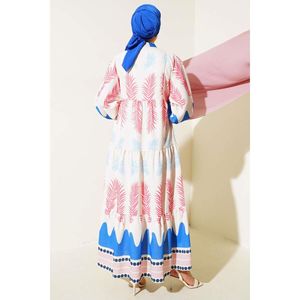 民族图案格子连衣裙Saxe - Product Image 1