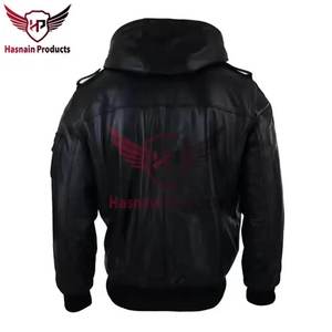 Bomber in vera pelle da uomo di alta qualità con cappuccio Premium inverno Outwear Casual Vintage parte della collezione Premium invernale - Product Image 2