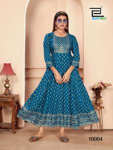 Robe longue en rayonne imprimée du fournisseur en gros, style Anarkali, parfaite pour les festivals et les occasions de mariage - Product Image 6