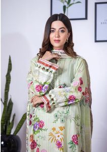 Nueva tendencia paquistaní de manga larga bordado traje de mujer Punjabi vestido Salwar Kameez Lawn Kurti para ropa de Fiesta y Bodas - Product Image 3