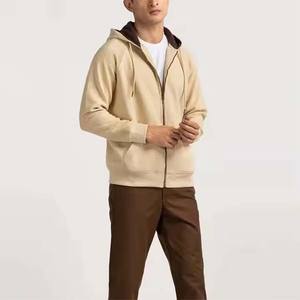 100% coton polaire pull à capuche pour hommes personnalisable haute qualité poids lourd hiver fermeture éclair motif solide col à capuche - Product Image 2