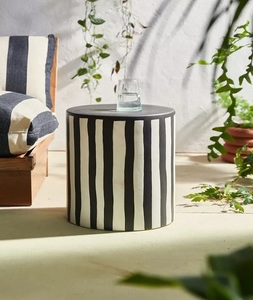 Mesa auxiliar con incrustaciones de hueso hechas a mano para sala de estar y dormitorio, forma hexagonal con diseño de patrón geométrico, mesita de noche - Product Image 1