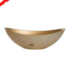 Hermoso cuenco para servir comida y postres de acero inoxidable con acabado dorado para restaurante y bar de hotel - Product Image 1