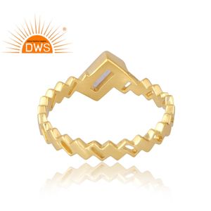 แหวนอัญมณี CZ ชุบทอง18K 925เงินสเตอร์ลิงประดับอัญมณีอัญมณีสังเคราะห์จากธรรมชาติ - Product Image 2