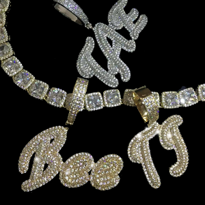 Collar con Colgante de Diamantes con Nombre, Estilo Hip Hop, Chapado en Oro de 14K, Corte Baguette, Personalizado para Mujer, Certificado IGI, Cultivado en Laboratorio, para Fiestas y Eventos - Product Image 2