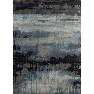 Tapis Genesis gris et noir en laine et viscose tufté à la main, motif abstrait pour usage domestique - Taq-4304 - Product Image 1
