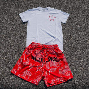 Ensemble de survêtement 100% coton style High Street pour hommes, t-shirt et short d'été multicolore avec impression de logo personnalisé, à un prix avantageux - Product Image 4