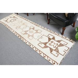 Alfombra turca Bohemia Vintage de 3x10,3 pies, Beige, marrón, estilo clásico, patrón de retazos para entrada, pasillo, Material de lana, látex - Product Image 4