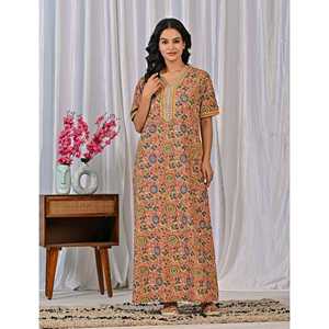 Vestido de dormir informal de algodón estampado a mano con estampado floral, camisón con botones, tejido suave para el verano, brunch o damas de honor. - Product Image 3