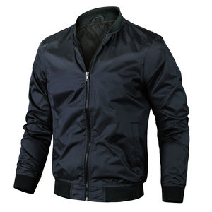 2025 nueva chaqueta de bombardero de alta calidad al por mayor para hombres y chaqueta de ropa informal chaqueta de bombardero de Color sólido - Product Image 3