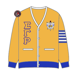 Cárdigans Acrílicos Bordados de la Hermandad Sigma Gamma Rho para Mujer |   Suéter Cárdigan Personalizado Bordado de la Hermandad SGRho para Mujer - Product Image 5