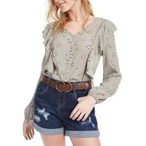 Haut à volants floral bohème Planet Gold Junior vert taille M - Idéal pour les fêtes printemps/été - En soie et viscose - Product Image 1