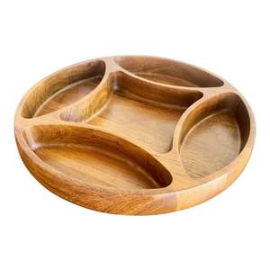 Vente chaude de chips de bois d'acacia et de trempette avec petit bol à sauce Plateau de service élégant pour apéritif pour frites et salsa - Product Image 3