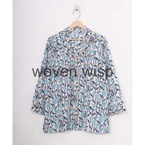 Ensemble de vêtements de détente en coton personnalisé style vintage pyjama imprimé à la main motif à carreaux écologique doux et confortable - Product Image 2