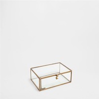 Artwork Maestro Mini Rangement Rectangulaire de Table en Verre et Laiton Transparent, Fait Main, Moderne, Écologique, pour Salon et Bijoux