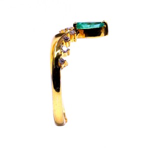 แฟชั่น 925 เงินสเตอร์ลิงทองชุบราคาถูกพลอยมรกตงานแต่งงานสวมใส่สไตล์วินเทจแหวนเพชร - Product Image 3