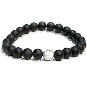 A granel 8mm hecho a mano tallado howlita cristal pulsera Natural negro Met Unisex Reiki curación estiramiento pulseras con cuentas para Mujeres Hombres - Product Image 1