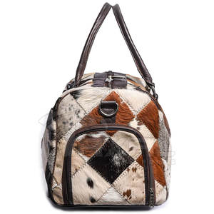 Peso ligero en stock Bolsas de lona de cuero de vaca de color de contraste de calidad superior - Product Image 3