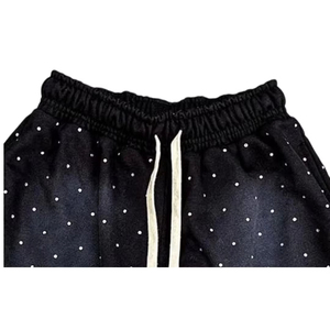 Men Vintage Sun Fade Sweat Cotton Shorts Cut Edge Acid Wash Shorts/ Faded Shorts Streetwear Thick Drawstring <b>Applique</b> <b>Patch</b> - Product Image 2