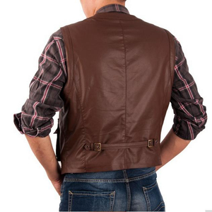 Chaleco Formal de Cuero Genuino para Hombre, Impermeable y Reversible, Ropa de Abrigo de Invierno sin Mangas con Cierre de Cremallera - Product Image 3