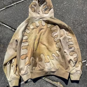 Custom Heavyweight Distressed Men's Hoodies Vintage Streetwear Acid Wash Men's Hoodies - Product Image 5