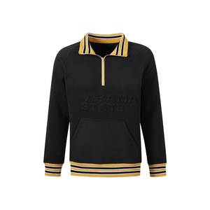 Pull en polaire premium noir à col zippé pour femme, hiver |   Col rond respirant à séchage rapide doublé 360g - Product Image 1