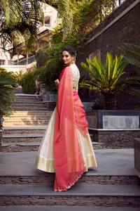 Ropa ocasional para festivales Jacquard Chex con tejido Zari, fabricante Lehenga Choli de Surat a la tarifa más baja - Product Image 3