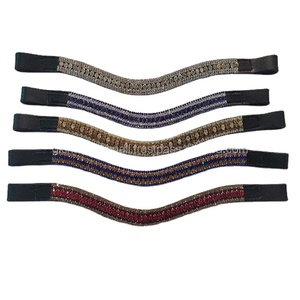 Bandeau de tête en cuir pour cheval, 5 rangées de cristaux, strass étincelants, diamanté, personnalisé, pour bride - Product Image 1