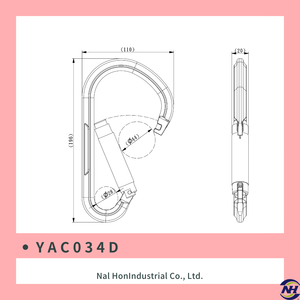 Mosquetón de aleación de aluminio anodizado YAC034D forma ovalada 22kN/4945LBS resistencia a la rotura 209g ligero para uso industrial general - Product Image 3