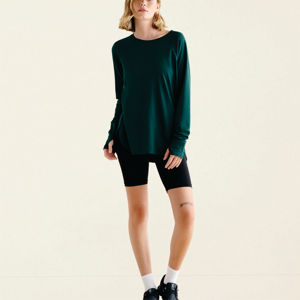 92% Recycled Polyester 8% Spandex Slim Fit Quick Drying Anti Odour Varsity Green Women Breathable Renew Long Sleeve <b>Top</b> - Product Image 2