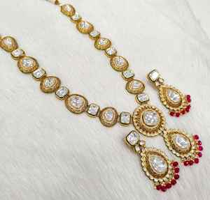 Conjunto de collar Mosenite Royal Look con pendientes de perlas a juego para novia, bodas, fiestas u ocasiones festivas - Product Image 5