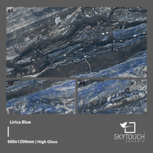 600x1200 Carreaux et marbres émaillés bleus à haute brillance Planchers en porcelaine de Skytouch pour la construction - Product Image 2