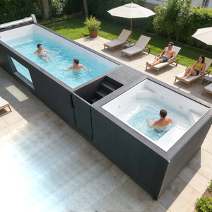 Piscina Grande Sobre el Suelo con Chorros de Agua y Baldosas para Terraza, Ideal para Familias, Jardín y Patio Trasero - Product Image 6
