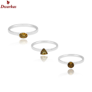 Venta al por mayor auténtica Plata de Ley 925 peridoto piedra preciosa anillo apilable joyería para mujer anillo - Product Image 6