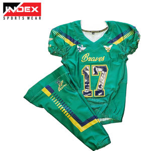 INDEX SPORTS WEAR Camiseta de Fútbol Americano para Hombre, Modelo Braves 17 Verde, Sublimada, Cuello en V, Manga Corta, Uniforme Transpirable de Malla para Adulto - Product Image 1