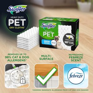 Swiffer Sweeper Pet, Heavy Duty Dry Sweeping Cloth Refills with Febreze Odor Defense, <b>Floor</b> Cleaning, 32 Count - Product Image 4