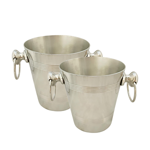 Juego de 2 enfriadores de vino y cerveza de metal hechos a mano, diseño extranjero personalizable para fiestas de bar, varias formas y tamaños, embalaje de cartón - Product Image 1