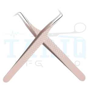 Juego de 2 pinzas para pestañas recién llegadas, pinzas para pestañas de belleza recubiertas de Color Rosa bebé de TARIQ MFG CO - Product Image 1