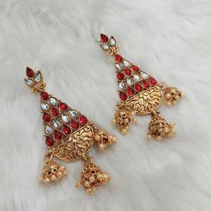 Kriaa White Gold Chandelier <b>and</b> Drop <b>Earrings</b> 1313016B with Austrian Stone <b>and</b> <b>Pearl</b> Cute Style Gold-Plated <b>Diamond</b> Danglers - Product Image 1