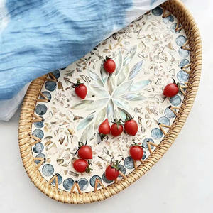 SAVICRAFT Bandeja de Ratán Más Vendida con Concha de Perla, Varios Diseños para Utensilios de Cocina, Cestas de Almacenamiento a Precio de Fábrica, Hecho en Vietnam - Product Image 3